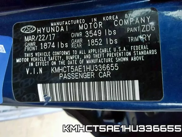 KMHCT5AE1HU336655 фото 2