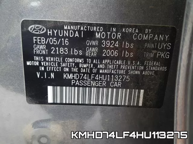 KMHD74LF4HU113275 фото 2