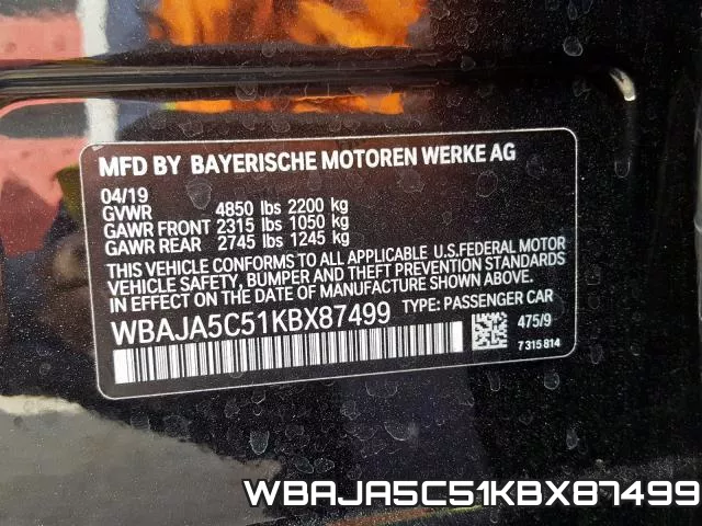 WBAJA5C51KBX87499 фото 2