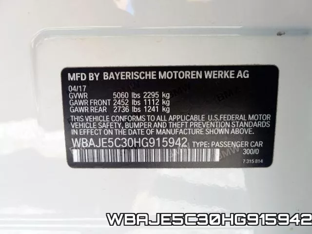 WBAJE5C30HG915942 фото 2