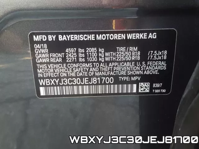 WBXYJ3C30JEJ81700 фото 2