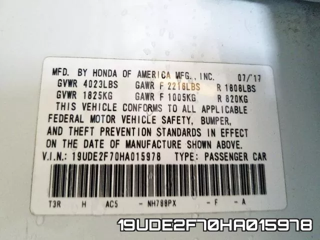 19UDE2F70HA015978 фото 2