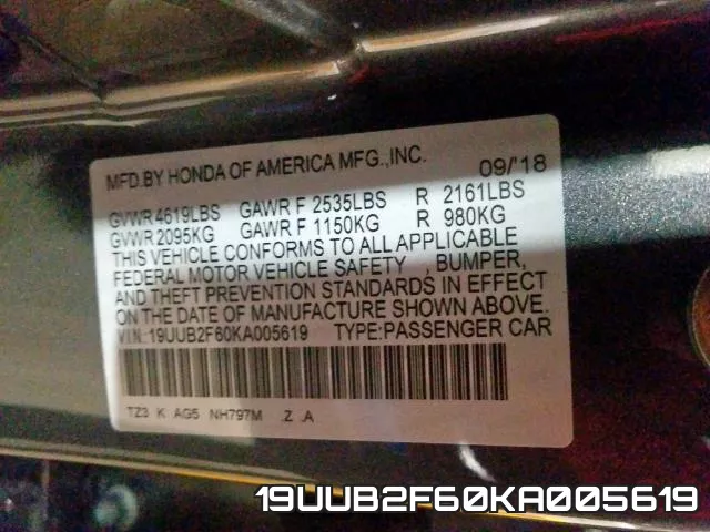 19UUB2F60KA005619 фото 2