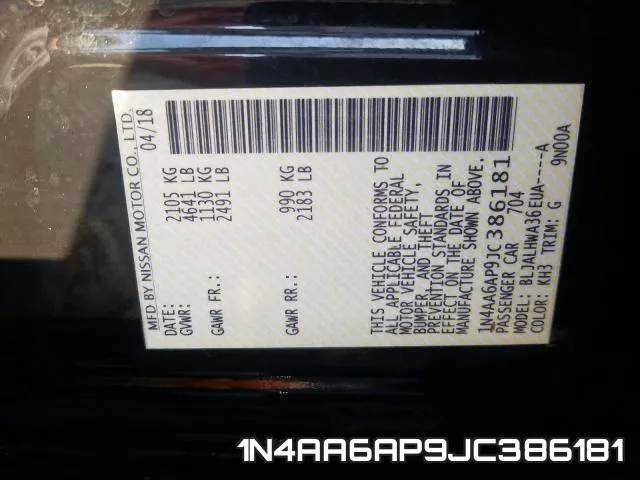 1N4AA6AP9JC386181 фото 2