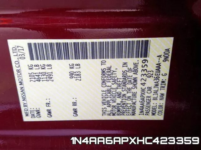 1N4AA6APXHC423359 фото 2