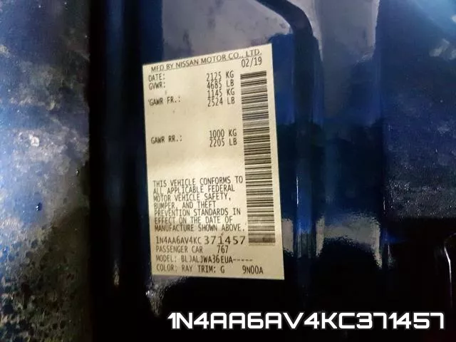 1N4AA6AV4KC371457 фото 2