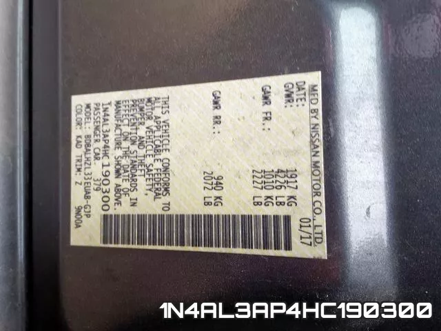 1N4AL3AP4HC190300 фото 2