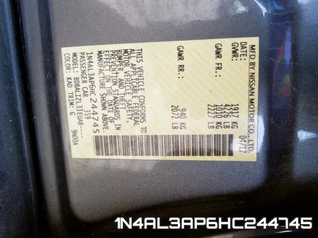 1N4AL3AP6HC244745 фото 2