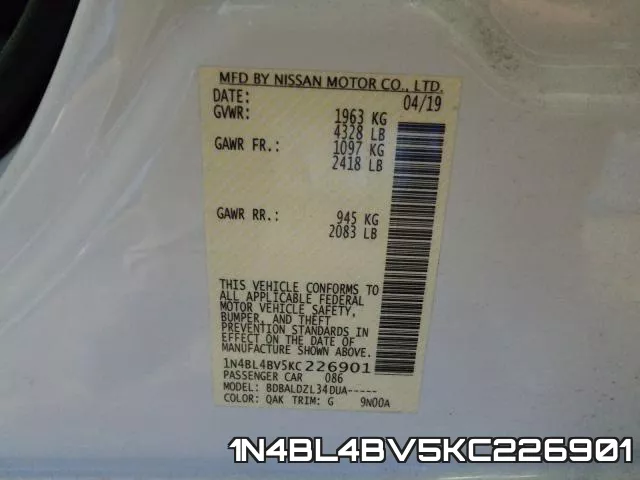 1N4BL4BV5KC226901 фото 2