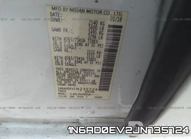 1N6AD0EV2JN735724 фото 10
