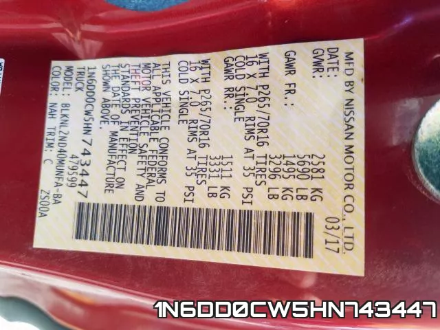 1N6DD0CW5HN743447 фото 2