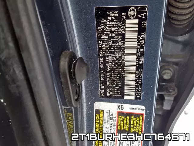 2T1BURHE3HC764671 фото 2