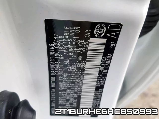 2T1BURHE6HC850993 фото 2