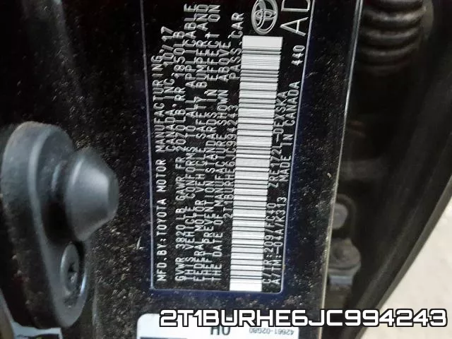 2T1BURHE6JC994243 фото 2