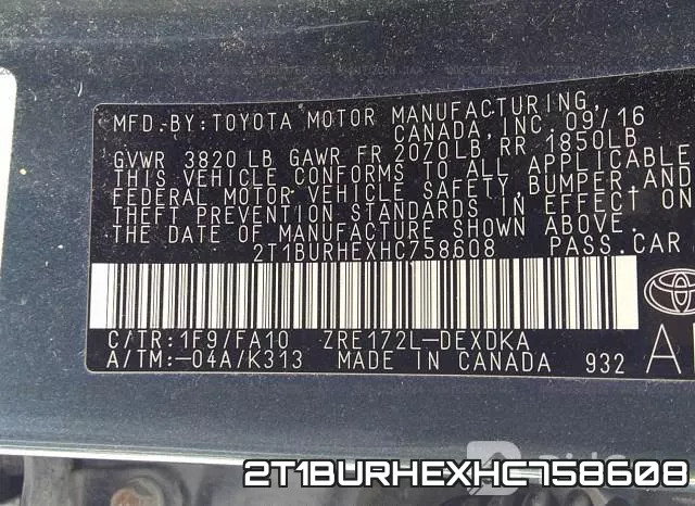 2T1BURHEXHC758608 фото 9
