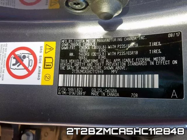 2T2BZMCA5HC112848 фото 2