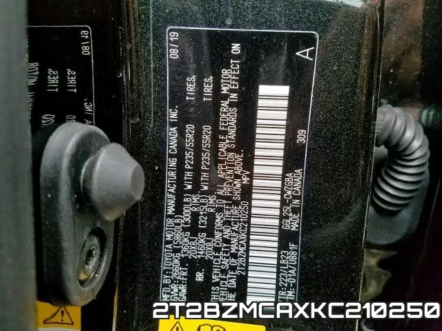 2T2BZMCAXKC210250 фото 2