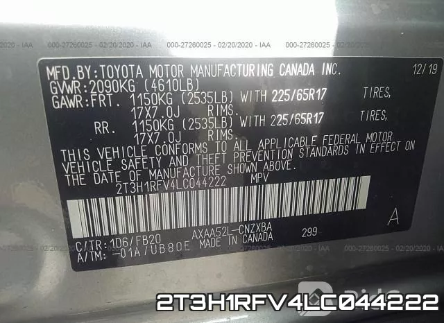 2T3H1RFV4LC044222 фото 10