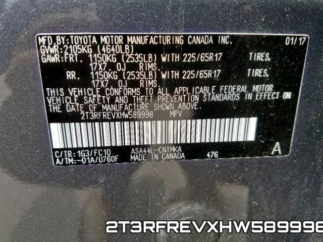 2T3RFREVXHW589998 фото 2