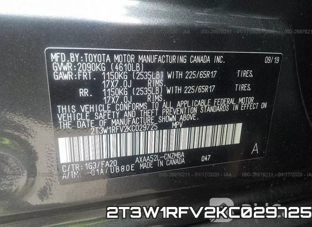 2T3W1RFV2KC029725 фото 9