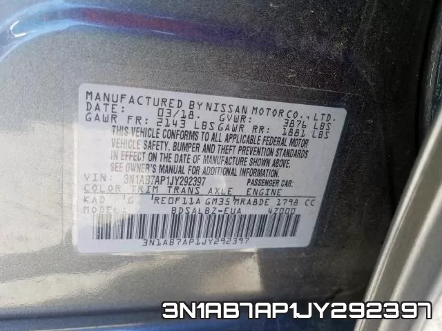 3N1AB7AP1JY292397 фото 2
