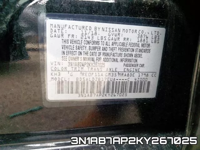 3N1AB7AP2KY267025 фото 2
