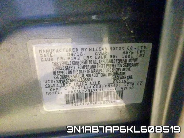 3N1AB7AP6KL608519 фото 2