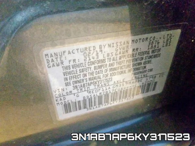 3N1AB7AP6KY317523 фото 2