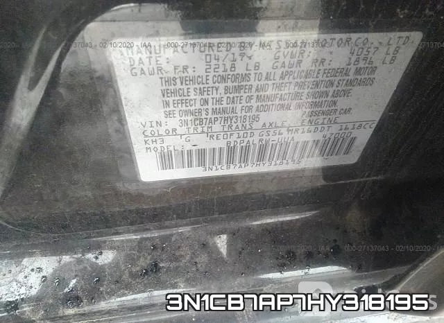 3N1CB7AP7HY318195 фото 10