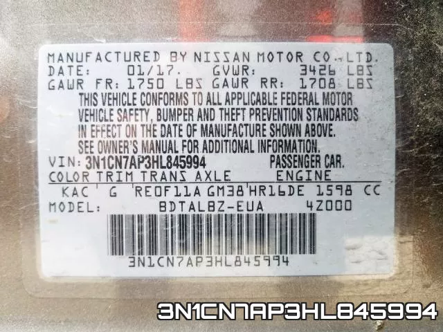 3N1CN7AP3HL845994 фото 2