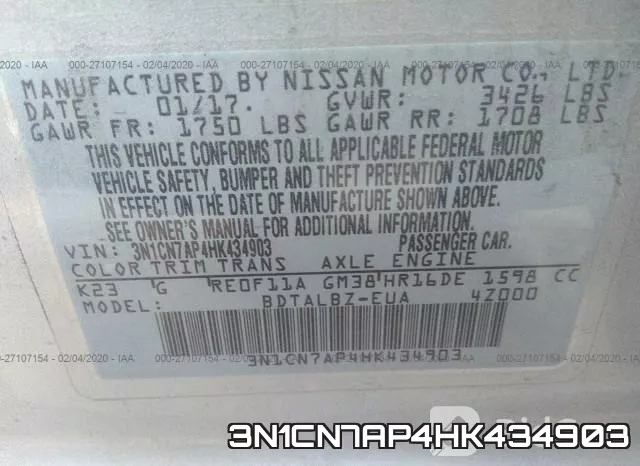 3N1CN7AP4HK434903 фото 10