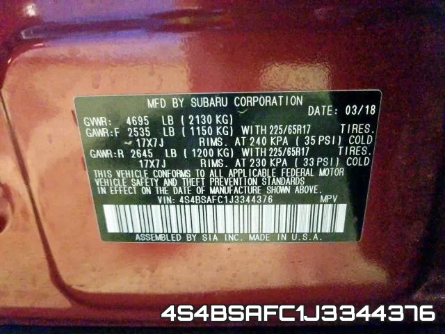 4S4BSAFC1J3344376 фото 2