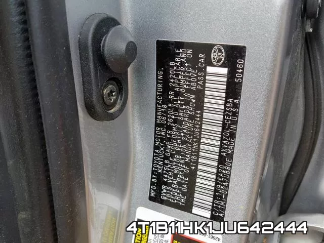 4T1B11HK1JU642444 фото 2