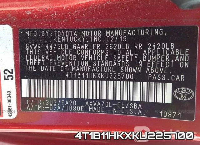 4T1B11HKXKU225700 фото 10