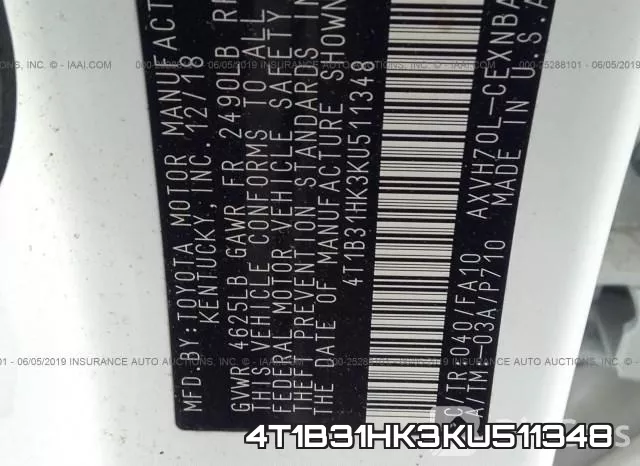 4T1B31HK3KU511348 фото 10