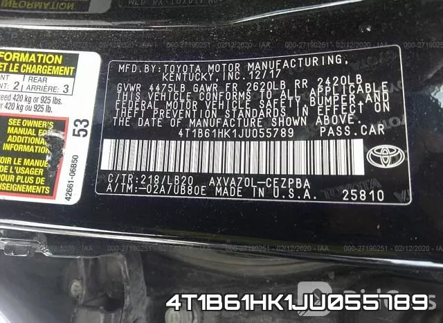 4T1B61HK1JU055789 фото 10