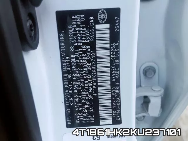 4T1B61HK2KU237101 фото 2