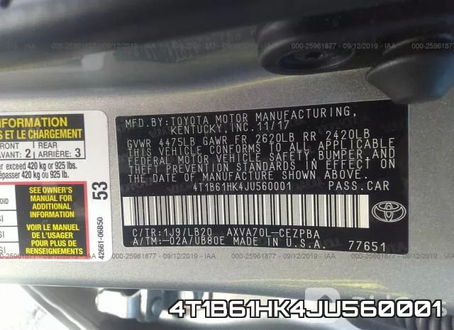 4T1B61HK4JU560001 фото 10