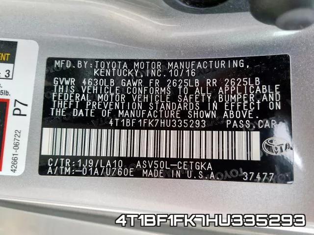 4T1BF1FK7HU335293 фото 2