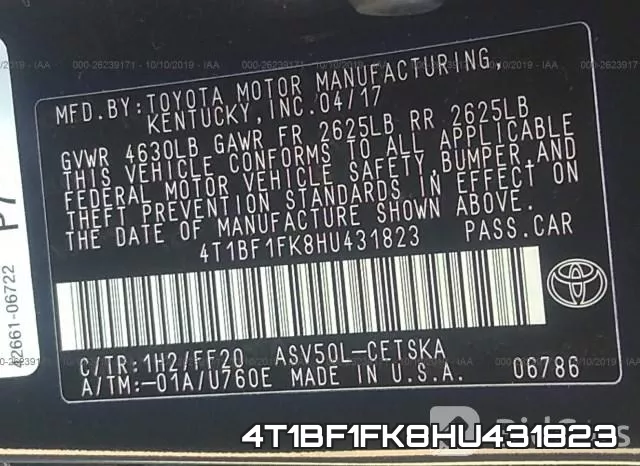 4T1BF1FK8HU431823 фото 10