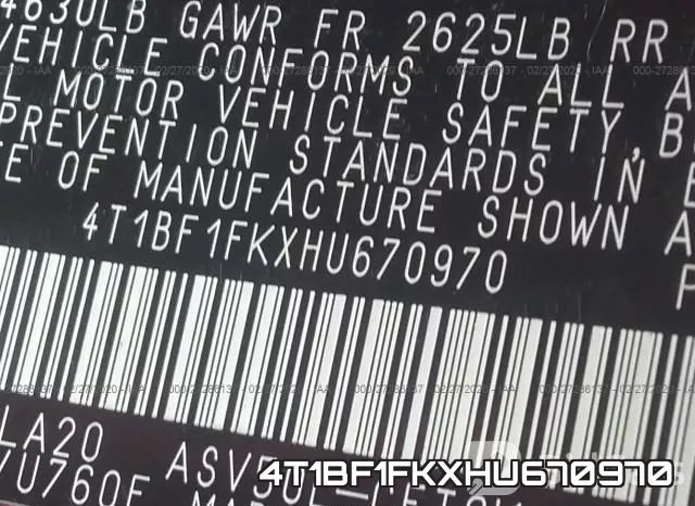 4T1BF1FKXHU670970 фото 10