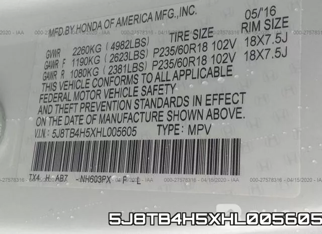 5J8TB4H5XHL005605 фото 10