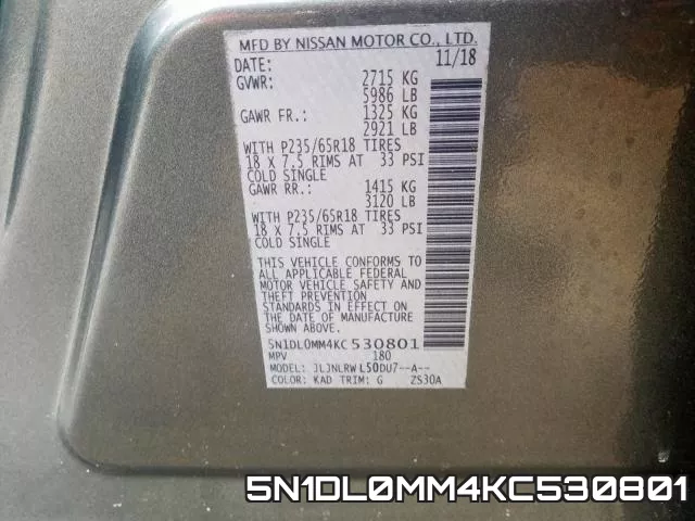 5N1DL0MM4KC530801 фото 2