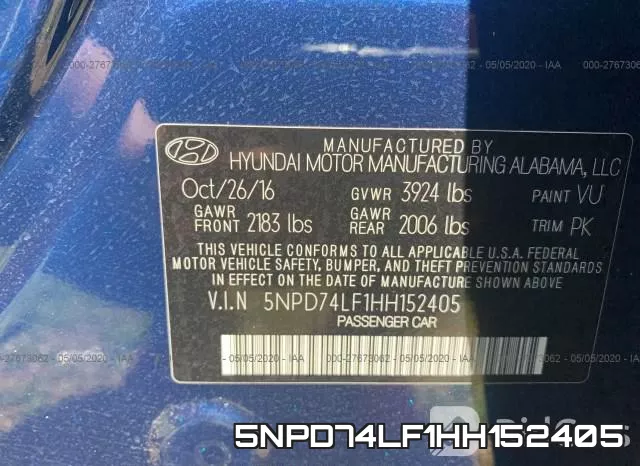 5NPD74LF1HH152405 фото 10