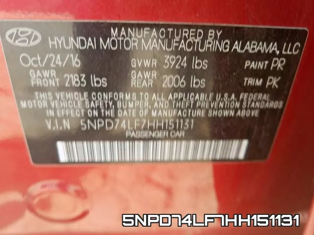5NPD74LF7HH151131 фото 2