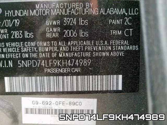 5NPD74LF9KH474989 фото 2