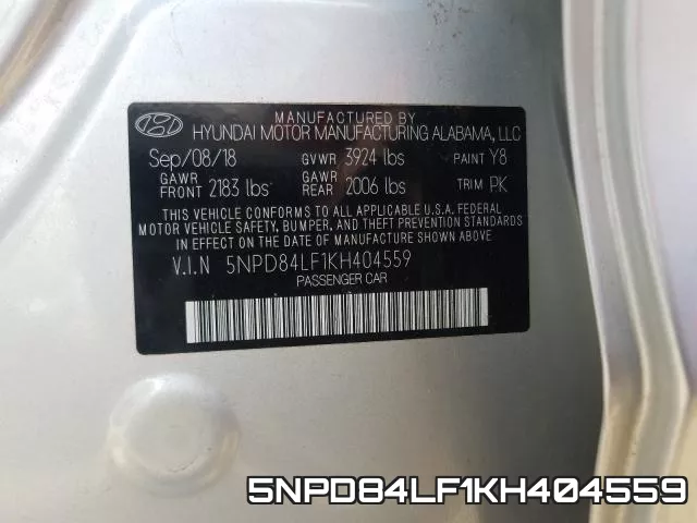5NPD84LF1KH404559 фото 2