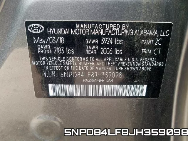 5NPD84LF8JH359098 фото 2