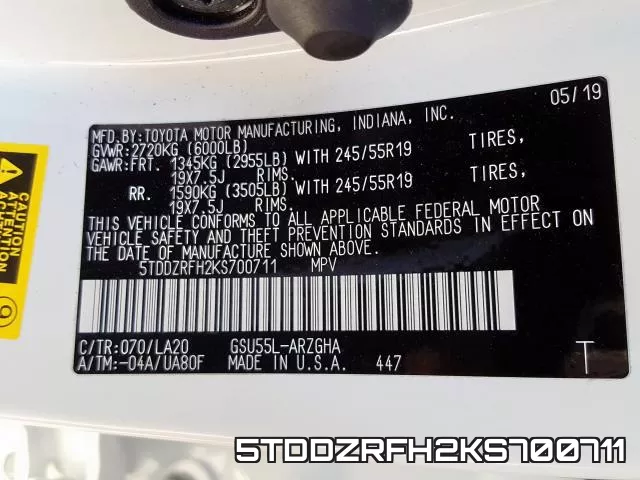 5TDDZRFH2KS700711 фото 2