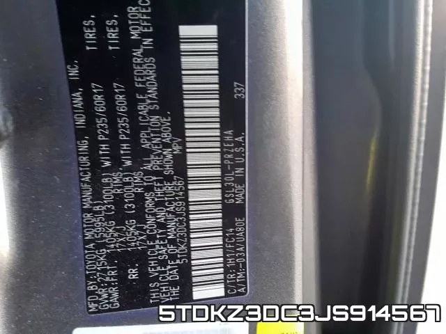 5TDKZ3DC3JS914567 фото 2